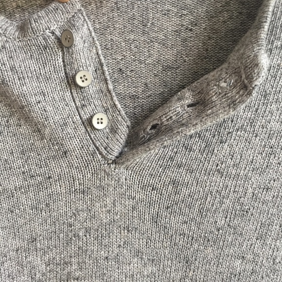 Paige light heather grey Fielder henley long sleeve sweater - Picture 4 of 12